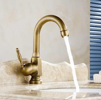 

Free shipping vintage faucet antique finishing brass taps bath mixer basin faucets hot and cold torneiras vintage HJ-9980