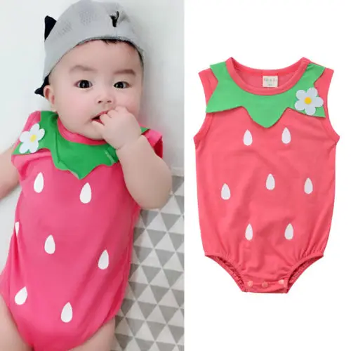 Babies Summer Clothes Outfits Baby Strawberry Bodysuit Clothing Newborn Infant Kid Girl Boy Baby  Bodysuits Sunsuit Cloth