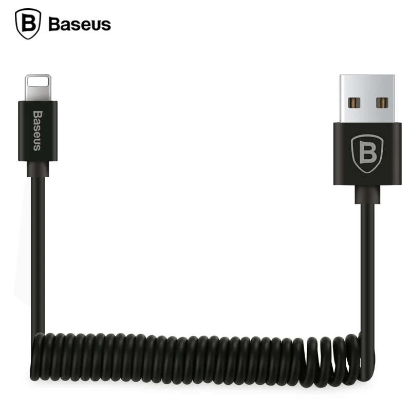 Baseus مرنة مرونة تمتد كابل يو اس بي ل فون Xs ماكس XR X 8 7 6 6 S زائد SE الربيع شحن كابل بيانات الهاتف المحمول الكابلات