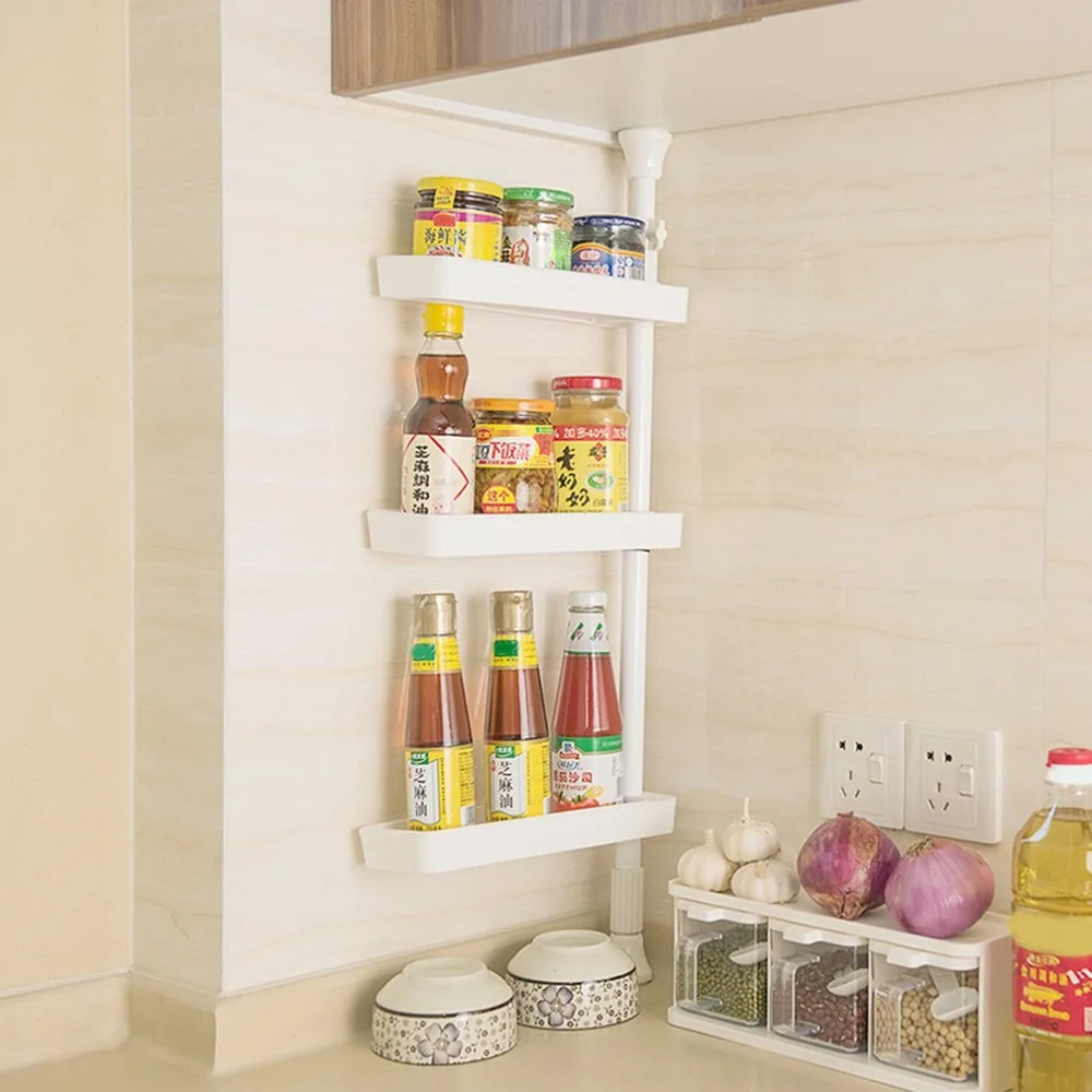 

Creative kitchen Standing Upright Rotary Seasoning Box Storage Rack Telescopic Rod Kitchen Gadgets Home Organizer