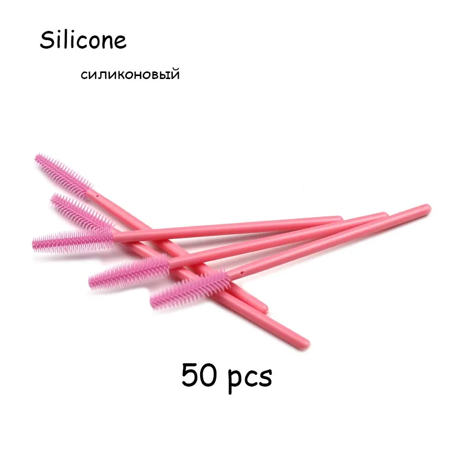 50pcs Pink Одноразовые силиконовые гелевые, для ресниц расческа щетки для туши 25/50 шт в наборе, удлинение ресниц профессиональный инструмент Красота инструмент для макияжа - Цвет: 50pcs Pink