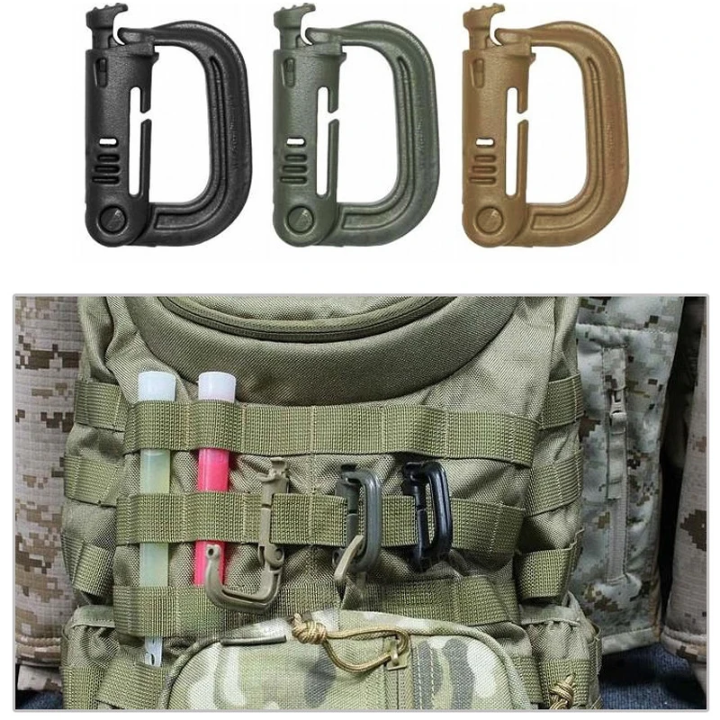 

5 PCS Outdoor Tactical D-type Buckle Professional Safety Lock Carabiner Rock Climbing Backpack Buckle Mountaineering Accessories