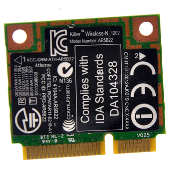 WTXUP для Atheros AR5B22 AR9462 двухдиапазонный 300 Мбит/с беспроводной мини PCI-e WiFi адаптер PCi Express WLAN карта+ Bluetooth 4,0 - Цвет: Killer N1202 AR5B22