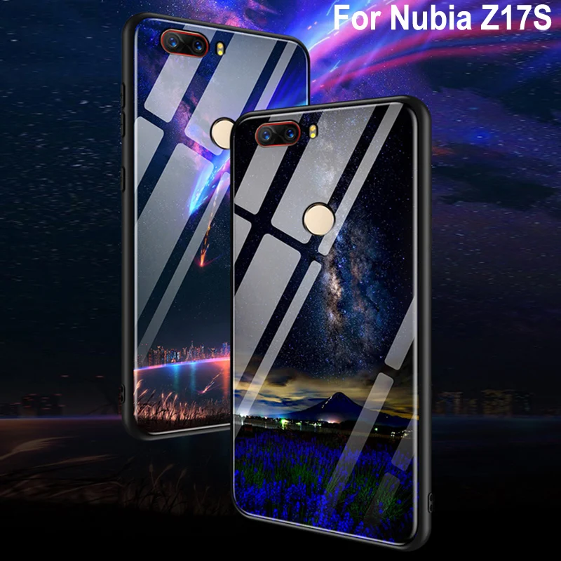 Чехол для Nubia Z17S Роскошный чехол из закаленного стекла с мягкими краями задняя