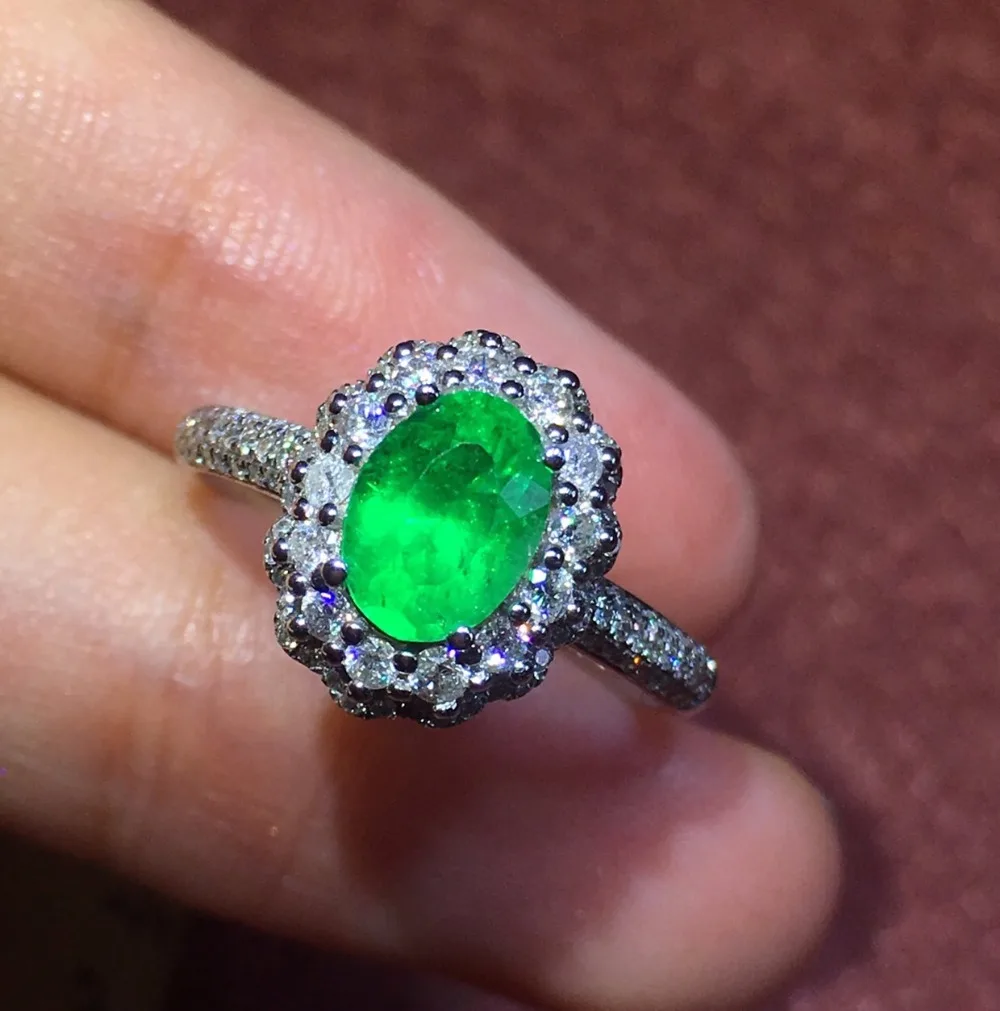 

Fine Jewelry Customized Collection Real 18K White Gold 100% Natural Emerald Gemstone Female Wedding Rings for women Fine Ring