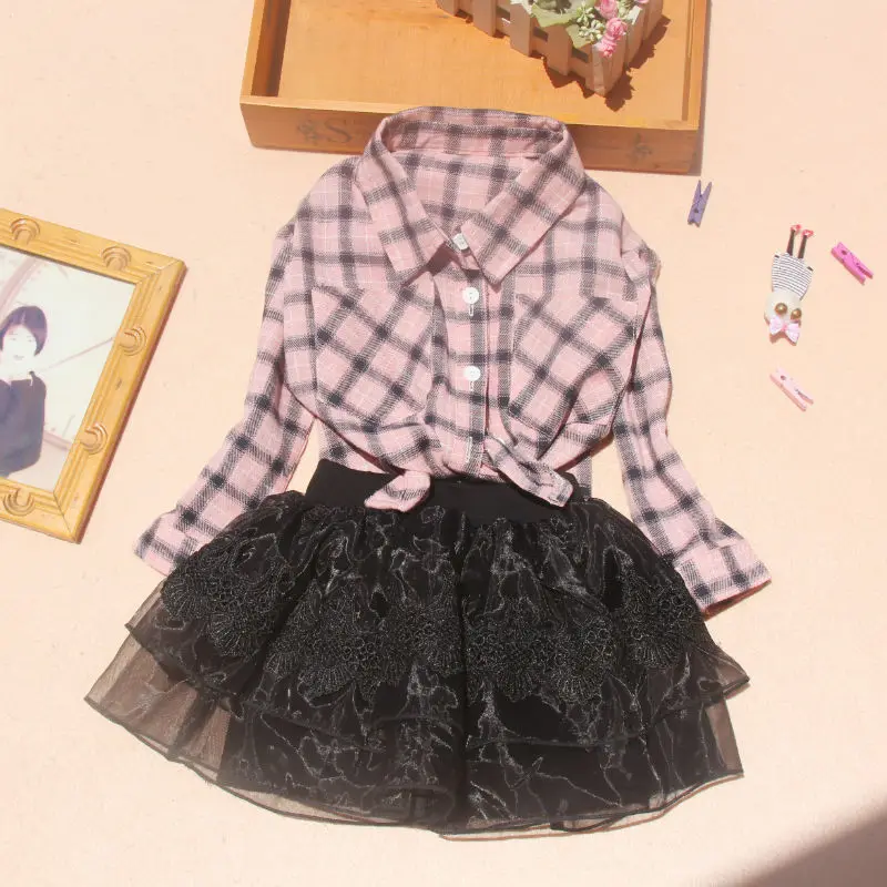  New Fall Cotton Dot Blouse Girl Teen Pink Long Sleeve Shirt Casual Cotton Kids Girls Clothes Autumn
