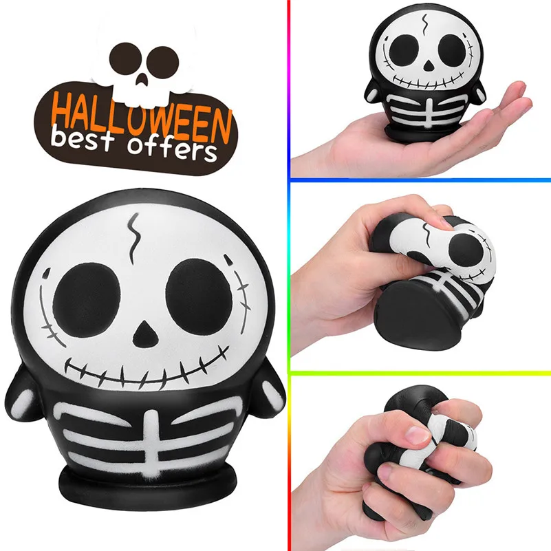 

1pc Halloween Skulll Scented Squishies Slow Rising Kids Toys Stress Relief Hop Props squirrel swipes anti-stress for kid A1