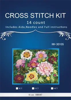 

59-45 Needlework Crafts Full Embroidery DIY Counted Cross Stitch Kit 14 ct Oil painting Peonies and Butterfly