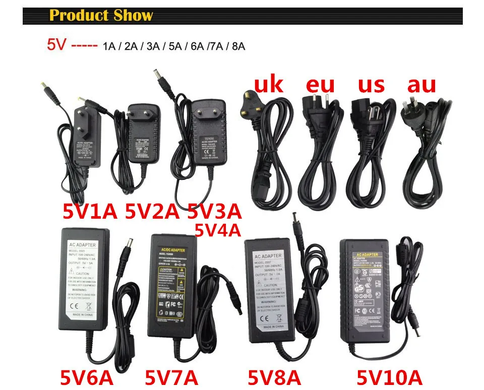 DC 5 в 12 В 24 в источник питания 1A/2A/3A/5 В/6A7A/8A/10A AC100V-240V светодиодный трансформатор для 5050 3528 5630 светодиодные ленты