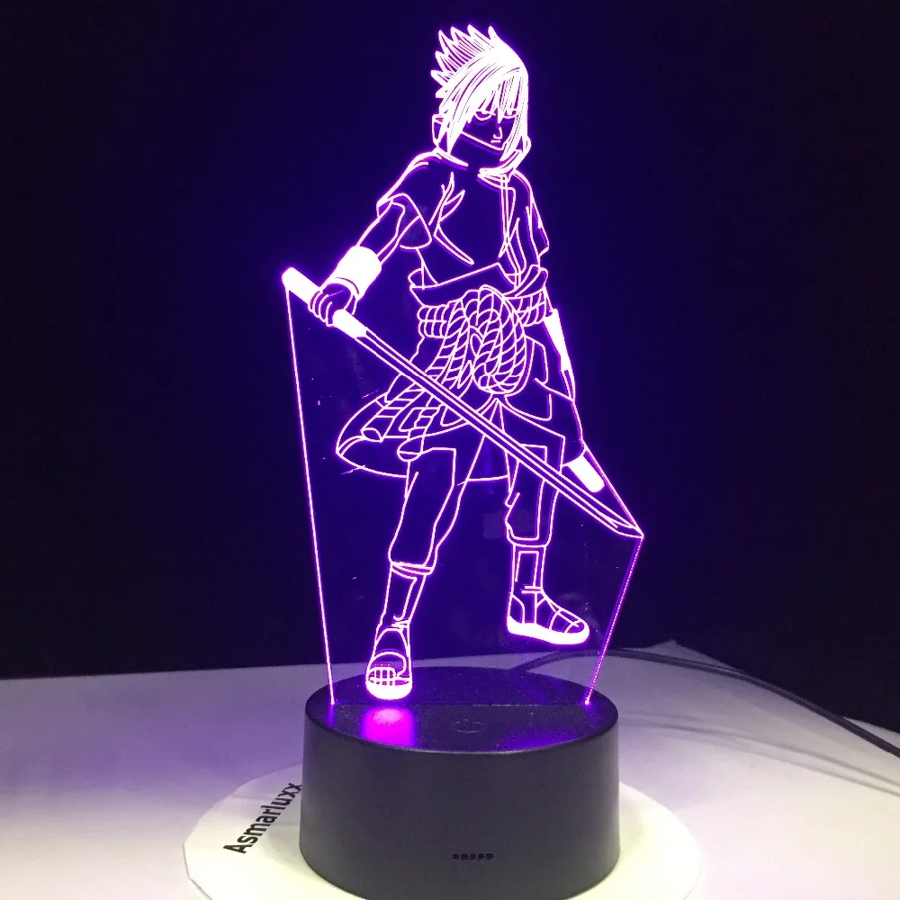 Sasuke Naruto 3D Night Light Modelling Lighting Fixtures 7 Color Changing Led Kids Bedside Visual A