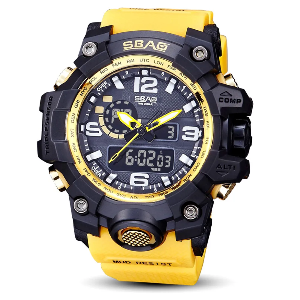 

SBAO Watch LED Men Waterproof Sports Watches Shock Digital Electronic fashion skmei mens watches stainless steel water