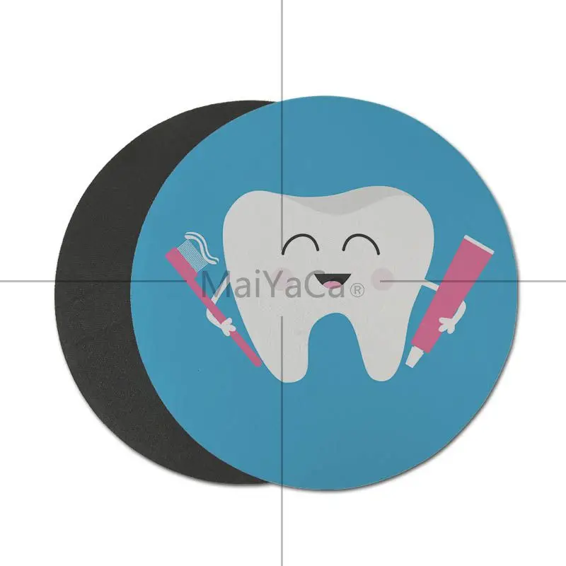 MaiYaCa мультяшный милый белый зуб Противоскользящий прочный резиновый натуральный резиновый круглый игровой коврик для мыши новейший супер милый коврик для мыши - Цвет: 22X22 CM
