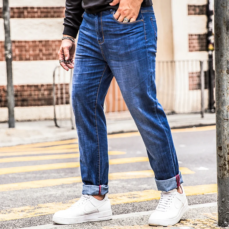 Plus Size 46 48 Men Jeans Stretch Destroyed Ripped Blue New Design