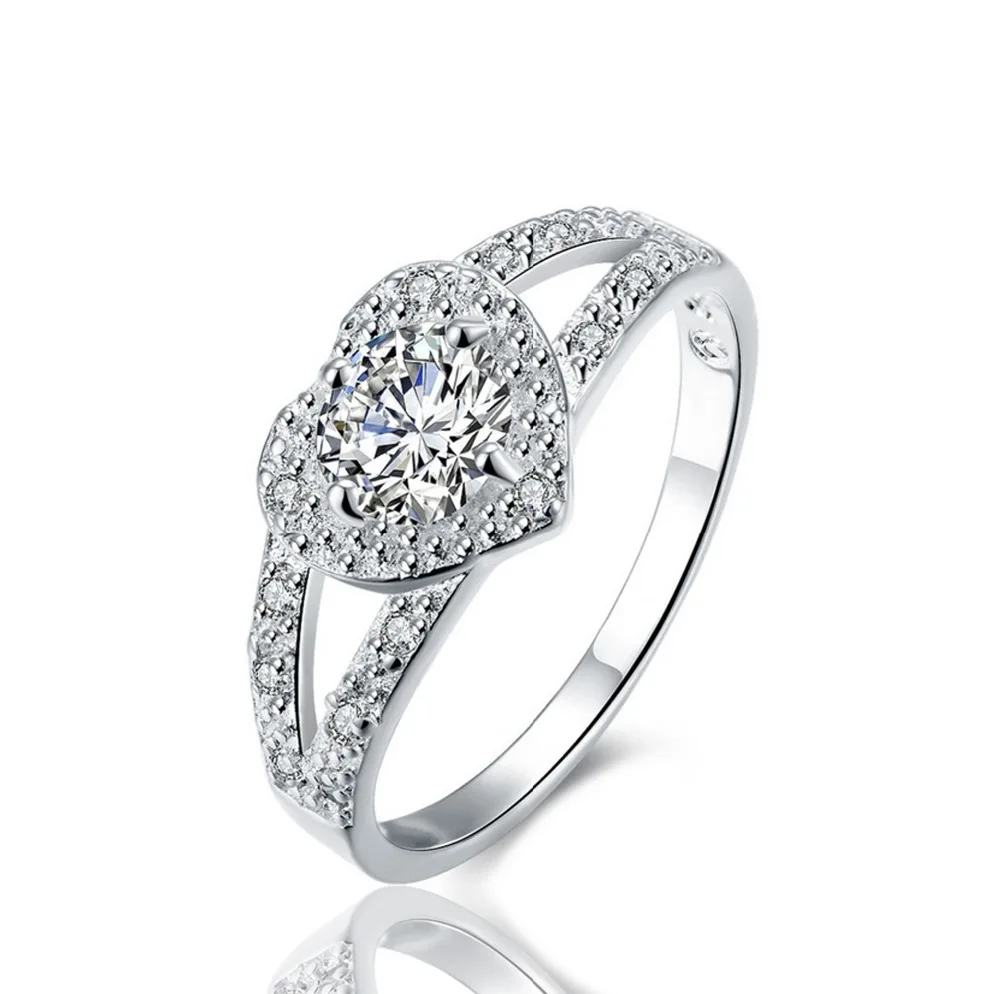 

New fashion Silver color Zircon Rings for Women Fashion Jewellery Super Flash Of Love Couple Gifts 925 Sliver OEM