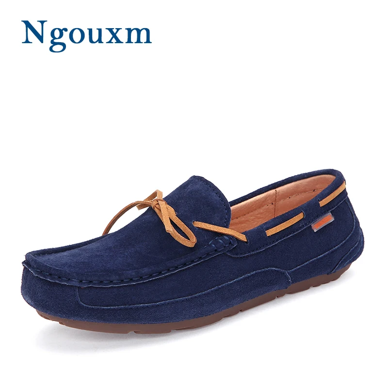 

Ngouxm 2019 Spring Autumn Men Moccasin Loafers Casual Genuine Leather Shoes Navy Blue Slip On Boat Shoes Moccasins For Man