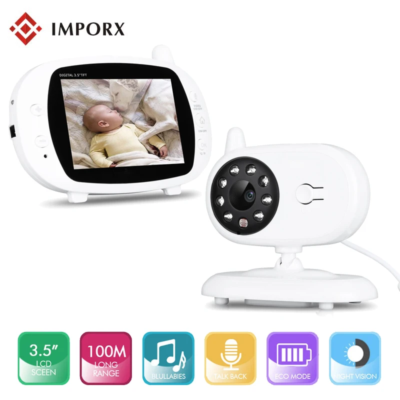 

3.5'' Digital Wireless Baby Monitor LCD Video Nanny Security Camera Temperature Display 2 Way Talk Night Vision Radio Baby Nann