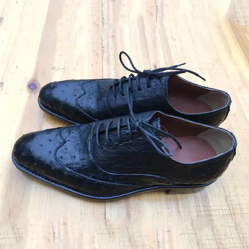 Sipriks Luxury Black Ostrich Skin Leather Shoes Mens Hand Hipster mens shoes | Etsy