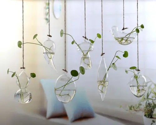 

Mini Hanging Glass Flowers Plant Shaped Vase Bottle Terrarium Container Hanging Home Garden Decorations