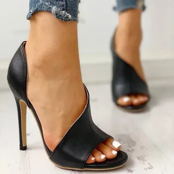 

Women's Sexy Pumps Shoes 2020 Solid Color Casual Open Toe Super High Heel Fish Head Pumps Size 34-43 Women Female Leather Sandal
