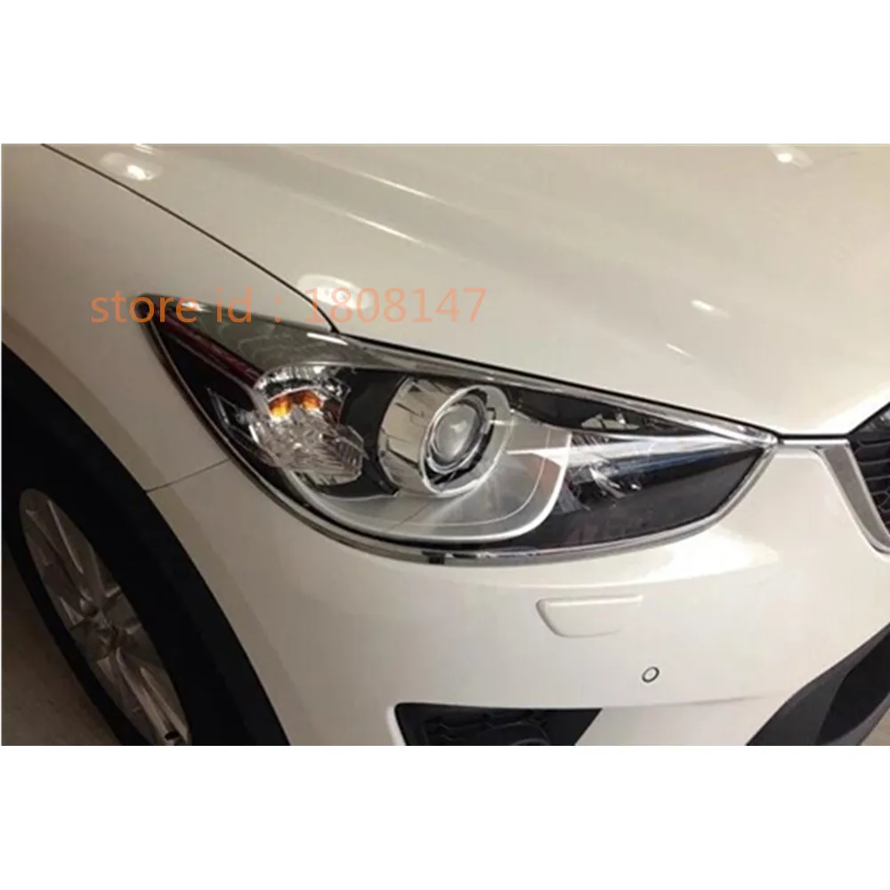 

car body front head Light lamp hood Molding frame stick styling ABS Chrome cover trim 2pcs for Mazda CX-5 CX5 2012 2013 2014