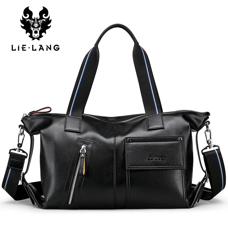 

LIELANG Leather travel bag for Men Travel Bags Business Crossbody Bag Men Bag Laptop Black Briefcase Bag for Male Handbags