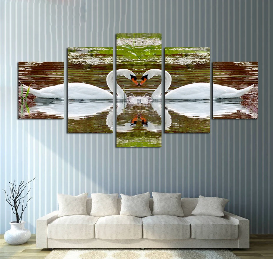 Heart of The Swan Unframed 5 Panel Canvas Painting for Living Room Home Decoration High Quality Wall Art Print Poster | Дом и сад