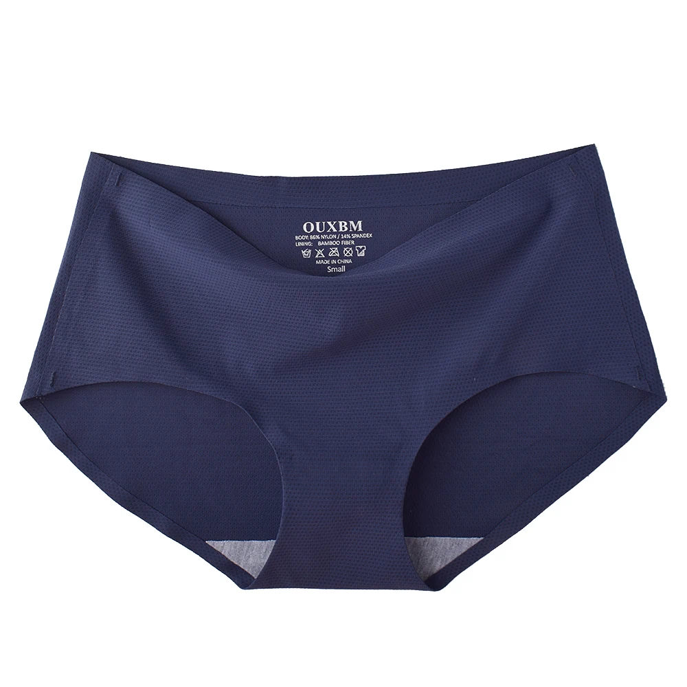 Navy color of Pant of Women Single Pack, Seamless Briefs Underwear Breathable No Show Nylon