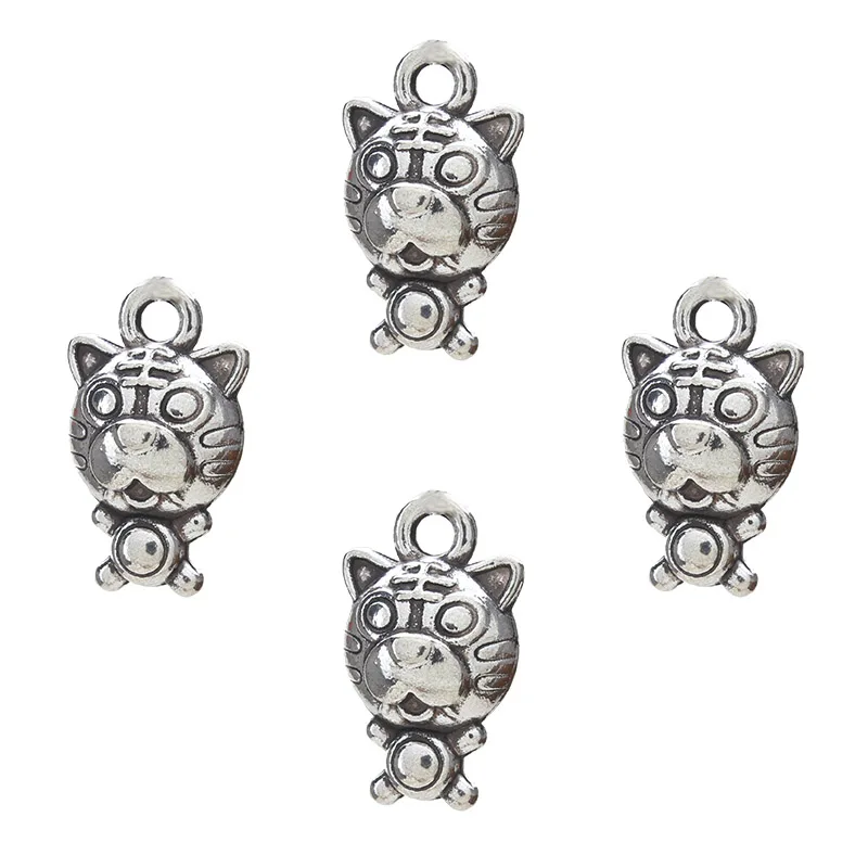 10pcs 9*16mm Fashion Antique Sliver Alloy Tiger Charm Jewelry Pendants