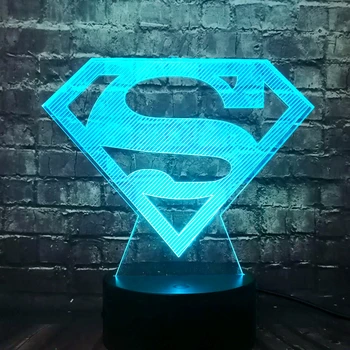 

Marvel DC Movie Series Cartoon Superman Batman Logo 7 Color USB Charge LED Room Decor Mood Table Night Light Holiday Kids Toy