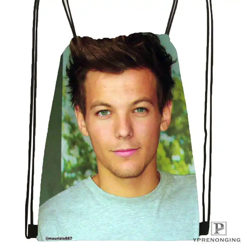 Drawstring Backpack Custom Луи Томлинсон походная сумка на шнурке Cute Daypack Kids Satchel(черная спина) 31x40 cm#180531-02-39 - Цвет: Drawstring Backpack