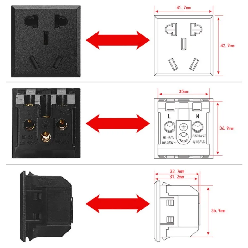 Универсальная розетка, встроенная USB Настольная розетка, двойная USB 2.1A AC зарядка, розетка, настенная панель, розетка, модуль, розетка