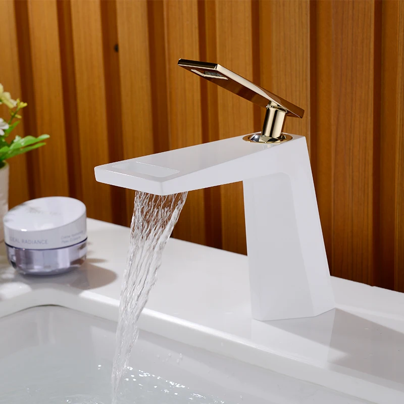 

Bath Faucet Waterfall Tap Bathroom Creative Wash Basin Faucet Fashion Elegant Hot and Cold Dual-use Bath Sink Faucet Copper