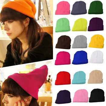 

The Latest Men And Women Harajuku Fluorescent Headgear Popular Wild Warm Wool Hat Autumn And Winter Models Candy Color Knit Hat