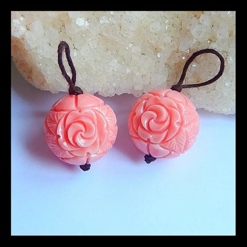 Pink Conch Shell, Selling Carved Flower Earring,Carving Supply,19x19mm,11.4g_