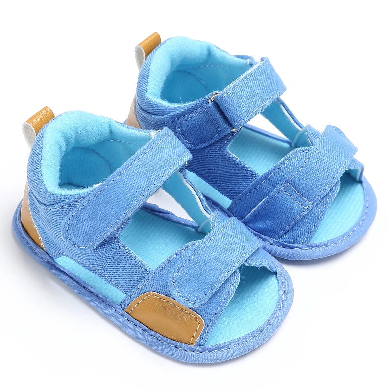 Новые летние сандалии; унисекс, для новорожденных мальчиков и девочек сандалии на мягкой подошве обувь для самых маленьких кроссовки с пуховной внутренной частью, на плоской подошве с каблуком в Тип синие сандалии - Цвет: As Photo Shows