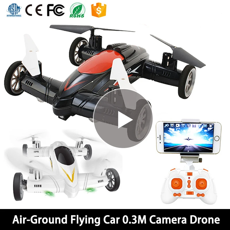 

Air-Ground Flying Car 0.3M Camera Drone 2.4G 4CH 4-Axis Gyro RC RTF Quadcopter with 360 Degree Flip One-Key Return