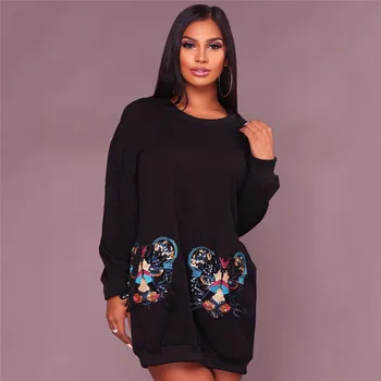 

Harajuku Chic Long Style Hoodies Women Long Sleeve Basic Tops Female Ladies Sequined Hip Hop Sweatshirts Cotton Pullovers