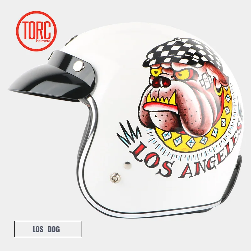 TORC T50 jet шлем moto rcycle открытый шлем Ретро персонализированный moto rbike винтажный шлем capacete moto шлем в горошек - Цвет: LOS DOG