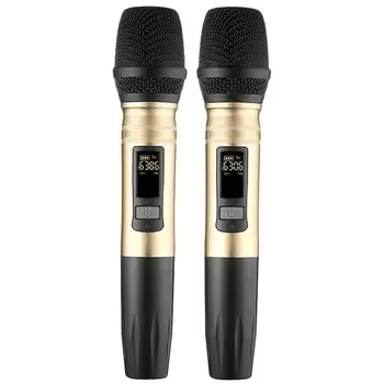 

2Pcs/Set Ux2 Uhf Wireless Microphone System Handheld Led Mic Uhf Speaker With Portable Usb Receiver For Ktv Dj Speech Amplifie