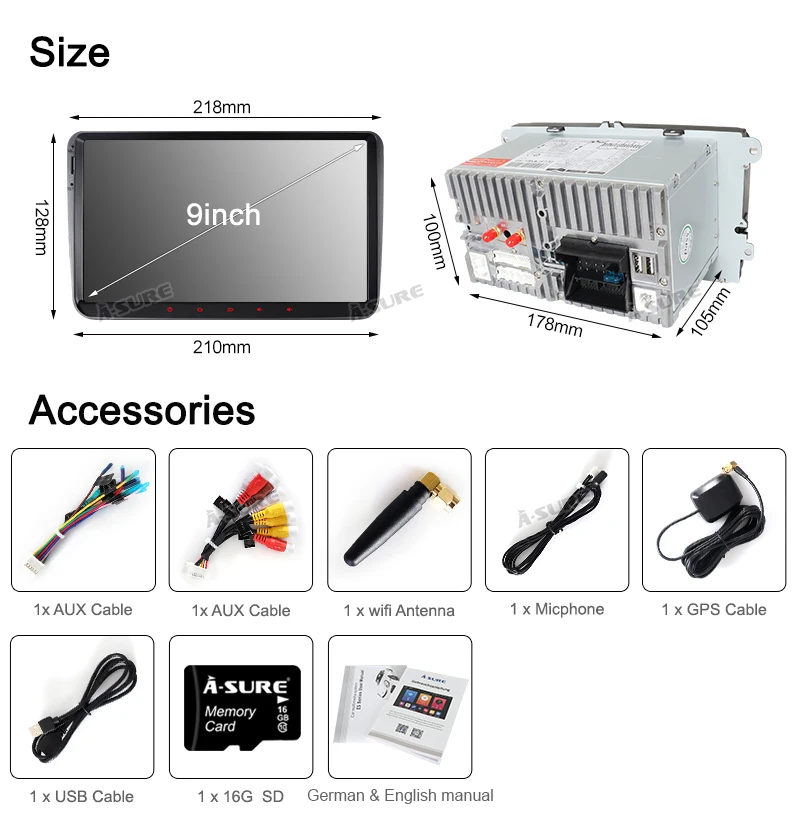 Top A-Sure 9" Android 9 Car Radio DVD GPS Navigation For Volkswagen VW Tiguan Polo Golf 5 6 Passat b6 Caddy Transporter T5 Touran 5