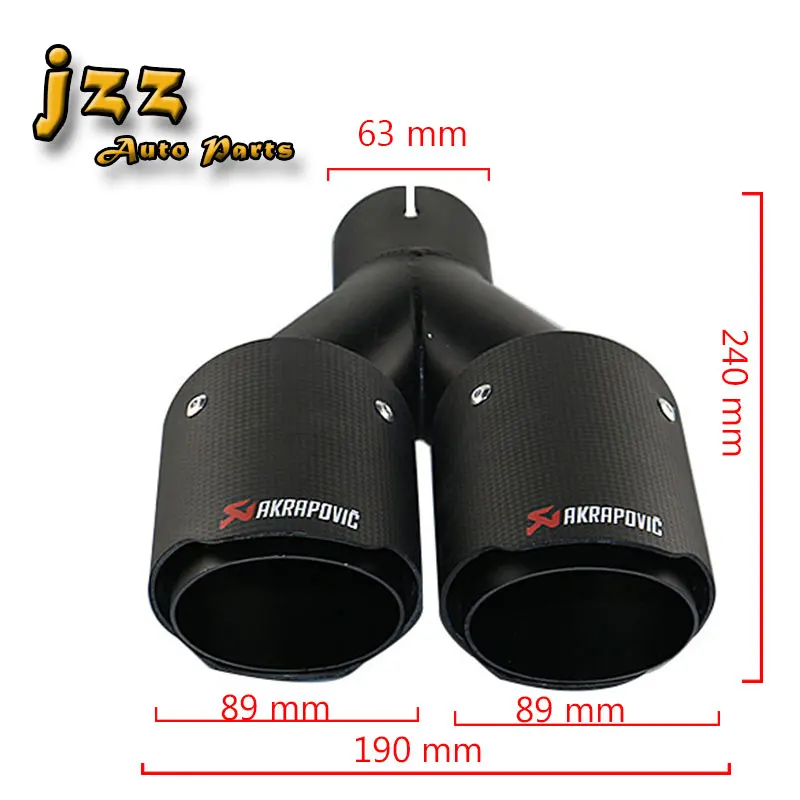 JZZ 1 SET AKRAPOVIC UNIVERSAL CAR EXHAUST TIP 63MM INLET BLACK CARBON