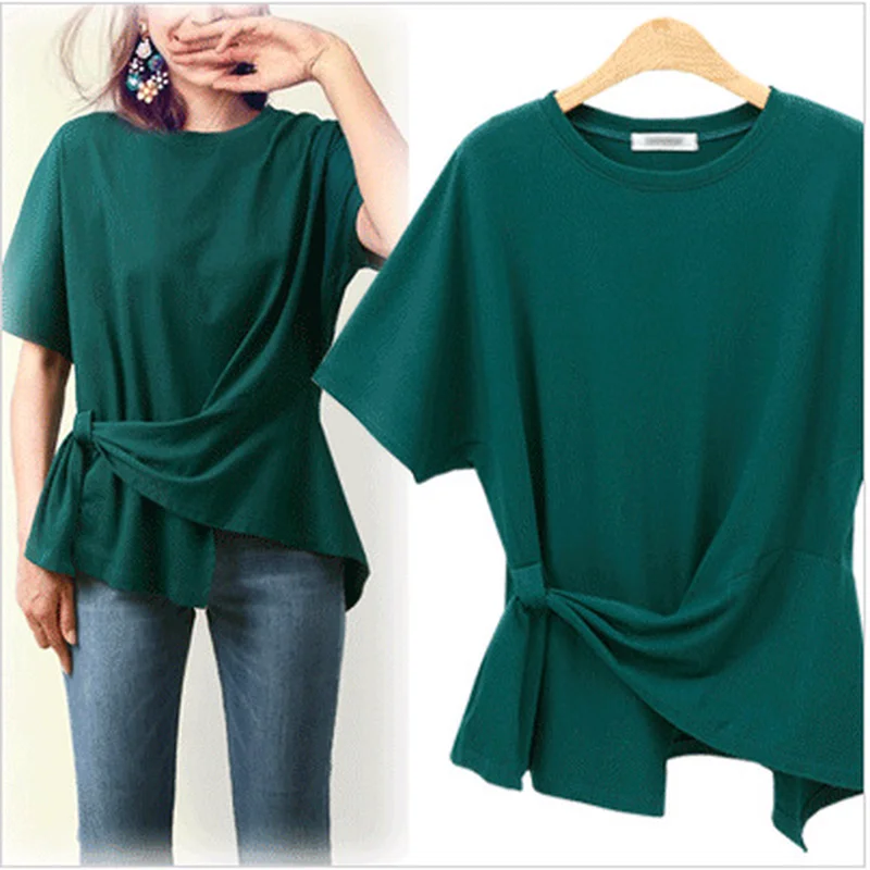 Meilleur Grande Taille 5XL 4XL 3xl Femme Chemisier Femme À Manches Courtes Chemises Tops 2018 Printemps Eté femme Chemisiers Taille Mince haut en coton MK59