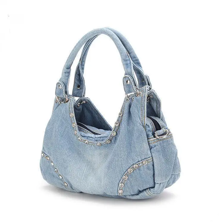 Fashion Diamond Studs Denim Bag Ladies Handbags Jeans Women's Shoulder
