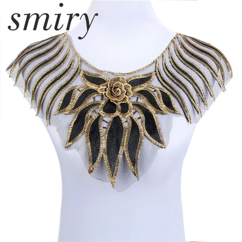 Smiry горячая распродажа 1 шт. 44*33 см золотистый 3D Роза цветочный кружевной воротник