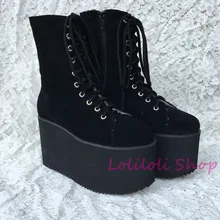 Обувь в стиле панк большая обувь/специальная пользовательские shoesBlack замша обувь со шнуровкой пользовательские an1381-3 на высокой платформе