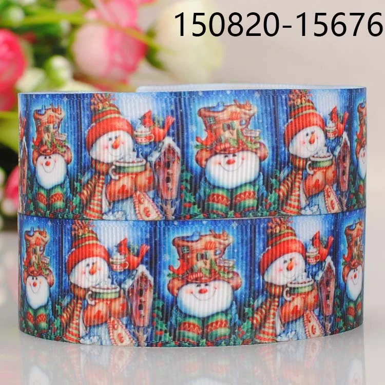 

Бесплатная доставка, 50 ярдов, 7/8 дюйма, 22 мм, милый Рождественский Рисунок снеговика, фототкань, ручная работа