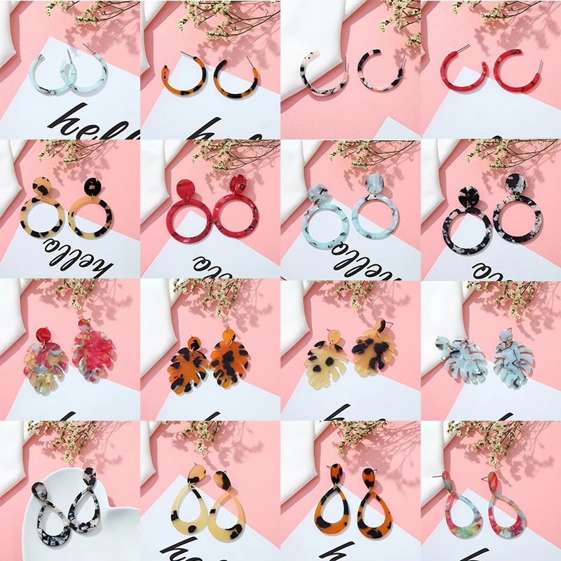 

Korea Design Acrylic Earrings Fiber Transparent Acrylic Pendant Geometric Earrings Women Retro Fashion Leopard Earrings Jewelry