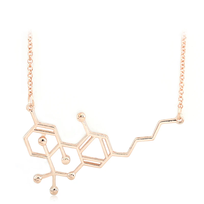 Мисс Зое, химическое ожерелье с кулоном в виде молекулы THC, подарок для друзей, для мужчин и женщин, Черное золото - Окраска металла: Gold