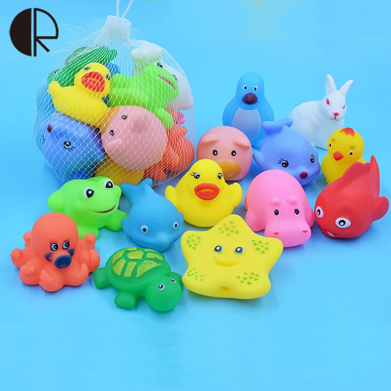 Colorful Bathing Water Toy 13Pcs Squeeze sounding Dabbling Floating Toy