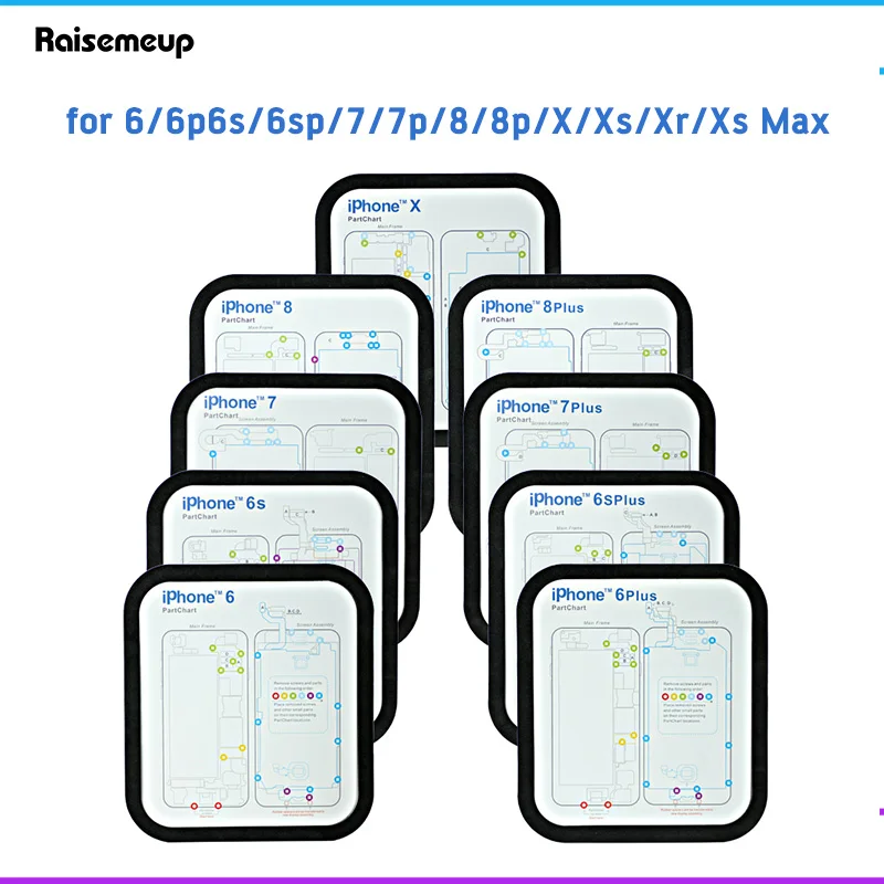 

12PCS Magnetic Screw Chart Mat for iphone 6 8 6s 7 plus Work Keeper Guide Pad for iphone X XS Max XR Professional Repair Tools